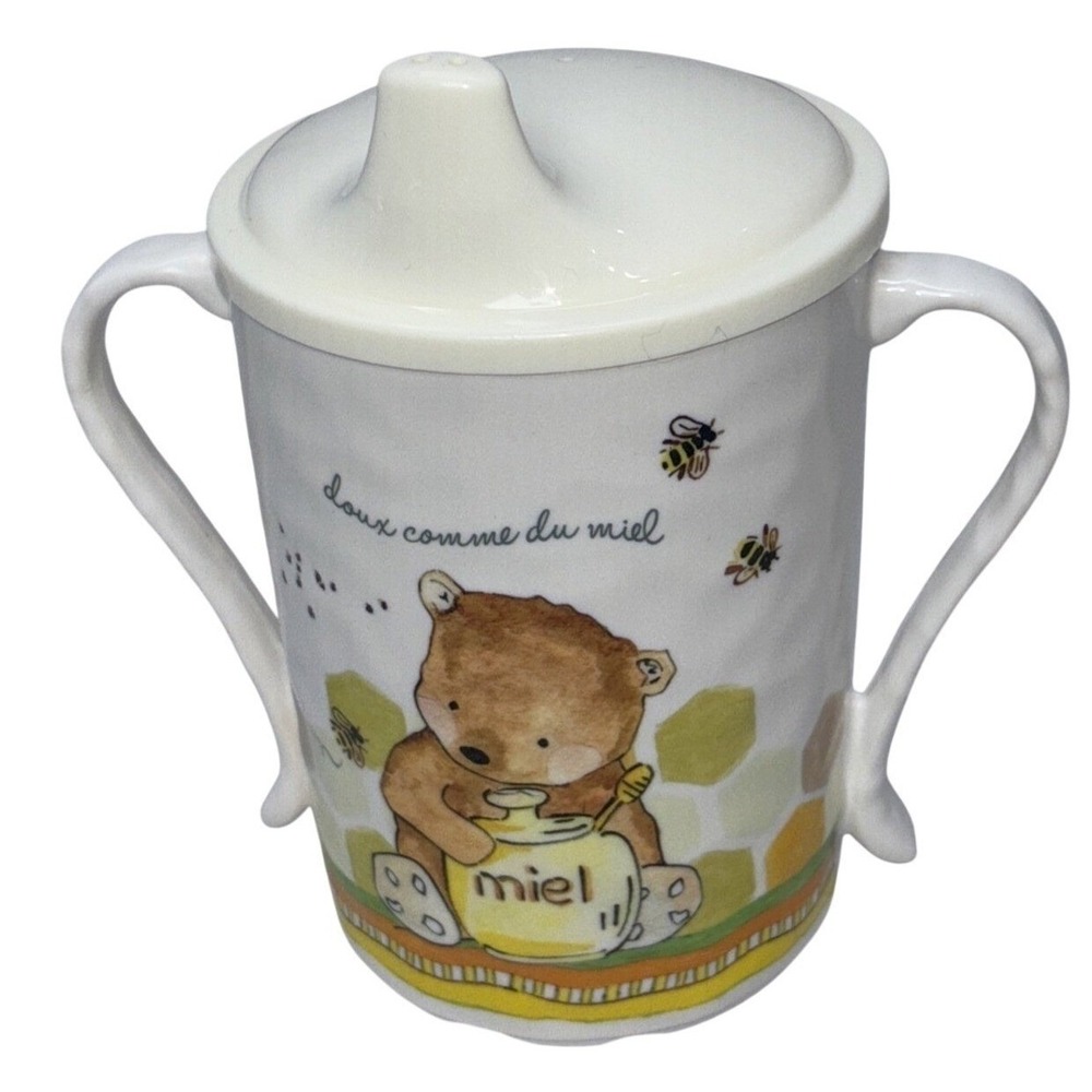 Vintage Baby Cie "Sweet as Honey" Teddy Bear sippy cup handles shatter-resistant